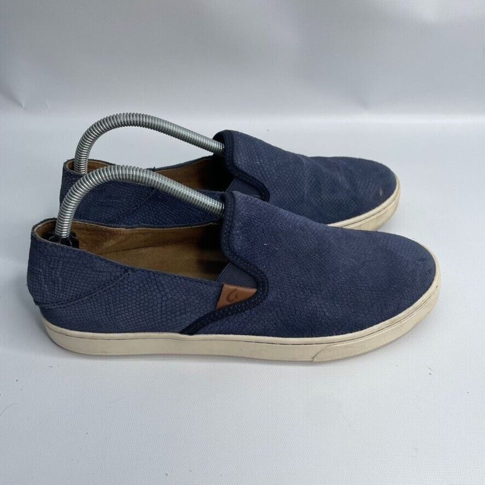 OluKai Pehuea Leather Women's Size 10 Blue‎  Slip On Casual Shoes Loafers